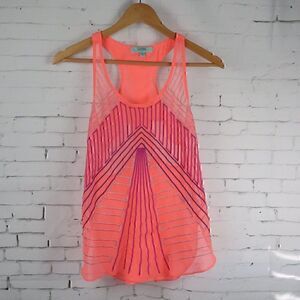 KARLIE PINK WITH EMBROIDERED DETAIL RACER BACK SHEER WORK OUT TOP SIZE SMALL